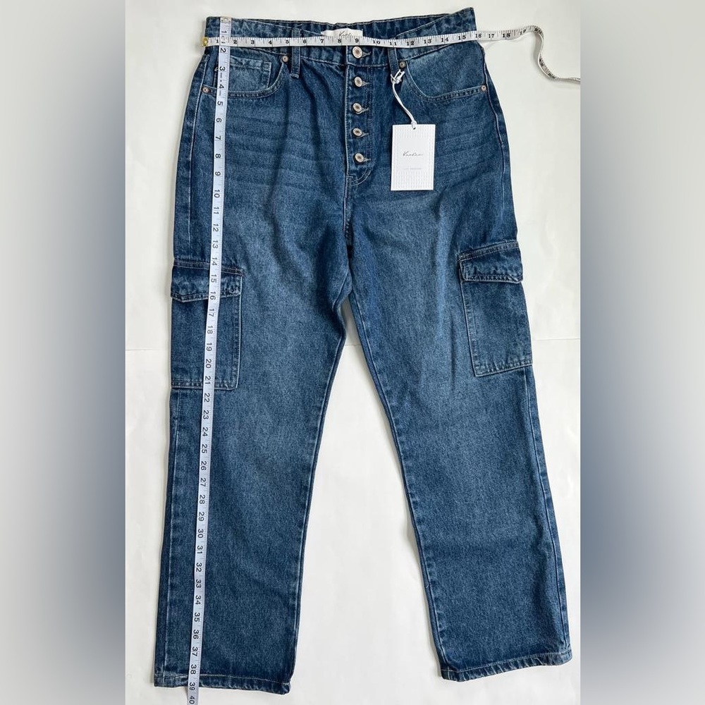 KanCan New Cargo Jeans Exposed Button Fly Straight 100% Cotton KC7893M Size 9/28 - Picture 6 of 12